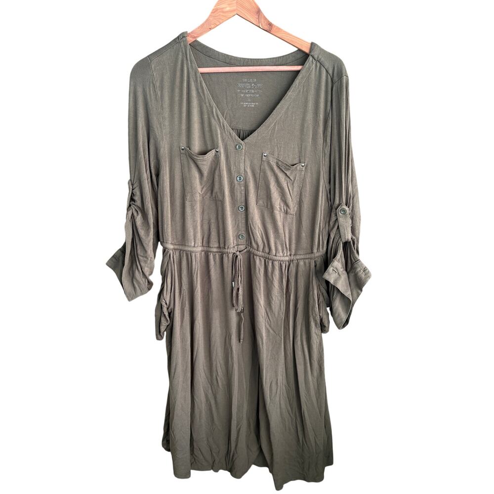 Torrid Super Soft Utility Dress XL Olive Green Comfort Stretch Womens Plus